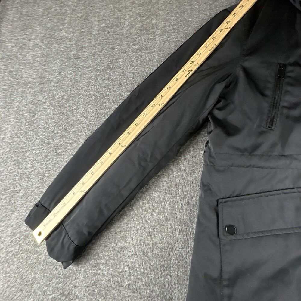 ZARA WOMAN Faux Fur Lined Parka Women’s Sz Medium Black Hooded Full Zip Pockets - Picture 11 of 11